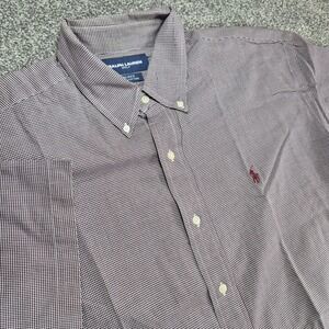 Ralph Lauren Golf Short Sleeve Shirt Mens Large Burgundy Houndstooth Blake